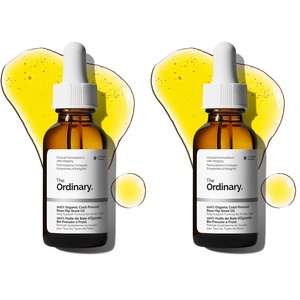 The Ordinary 100% Organic Cold-Pressed Rose Hip Seed Oil, Addresses Signs of Aging by Improving the Appearance of Uneven Skin Tone, Supporting Skin Elasticity, 1 Fl Oz(1 Fl Oz (Pack of 2))