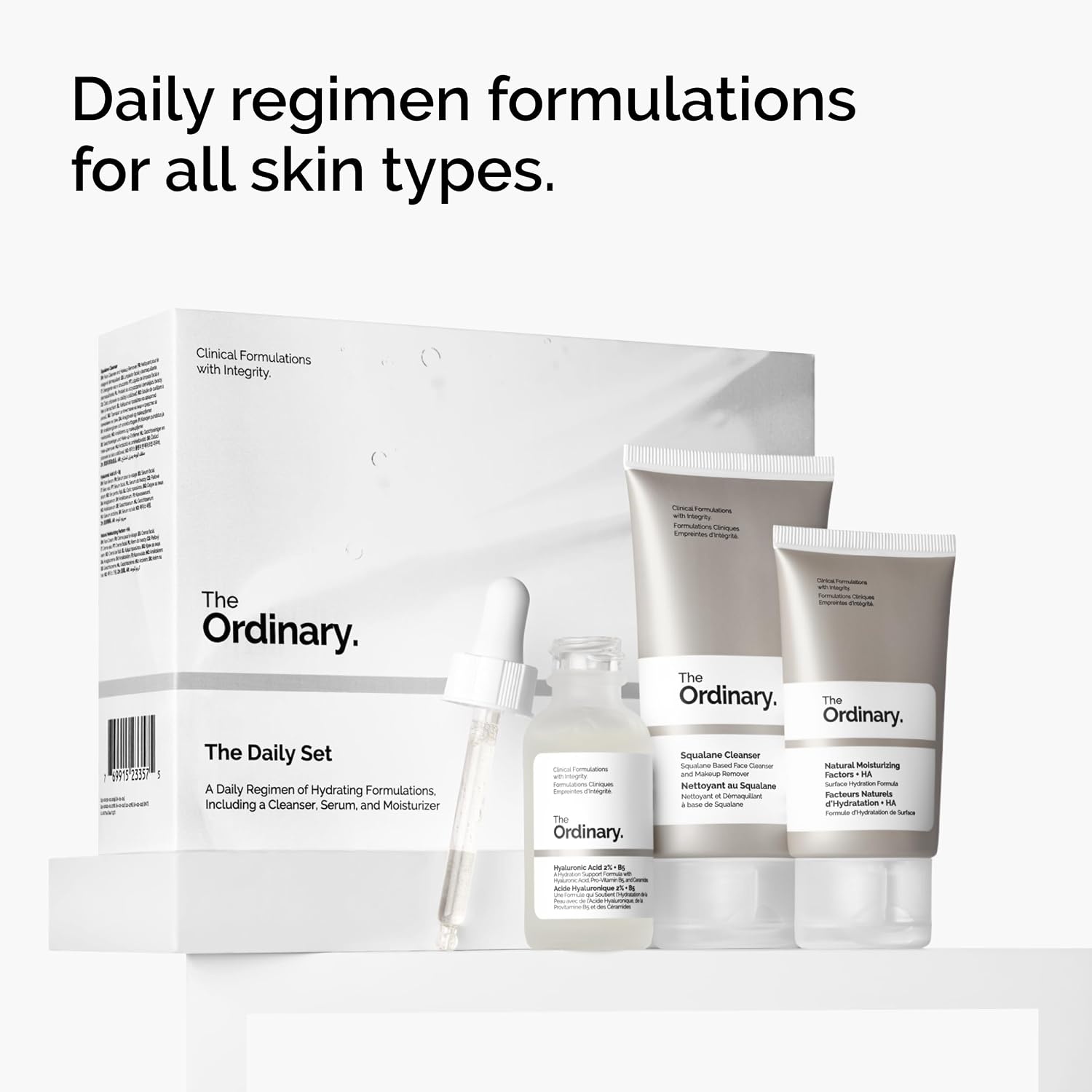 image:imageThe Ordinary The Daily Set Daily Skincare Routine with Squalane Cleanser Hyaluronic Acid 2 B5 and Natural Moisturizing Factors HA Skin Care Set