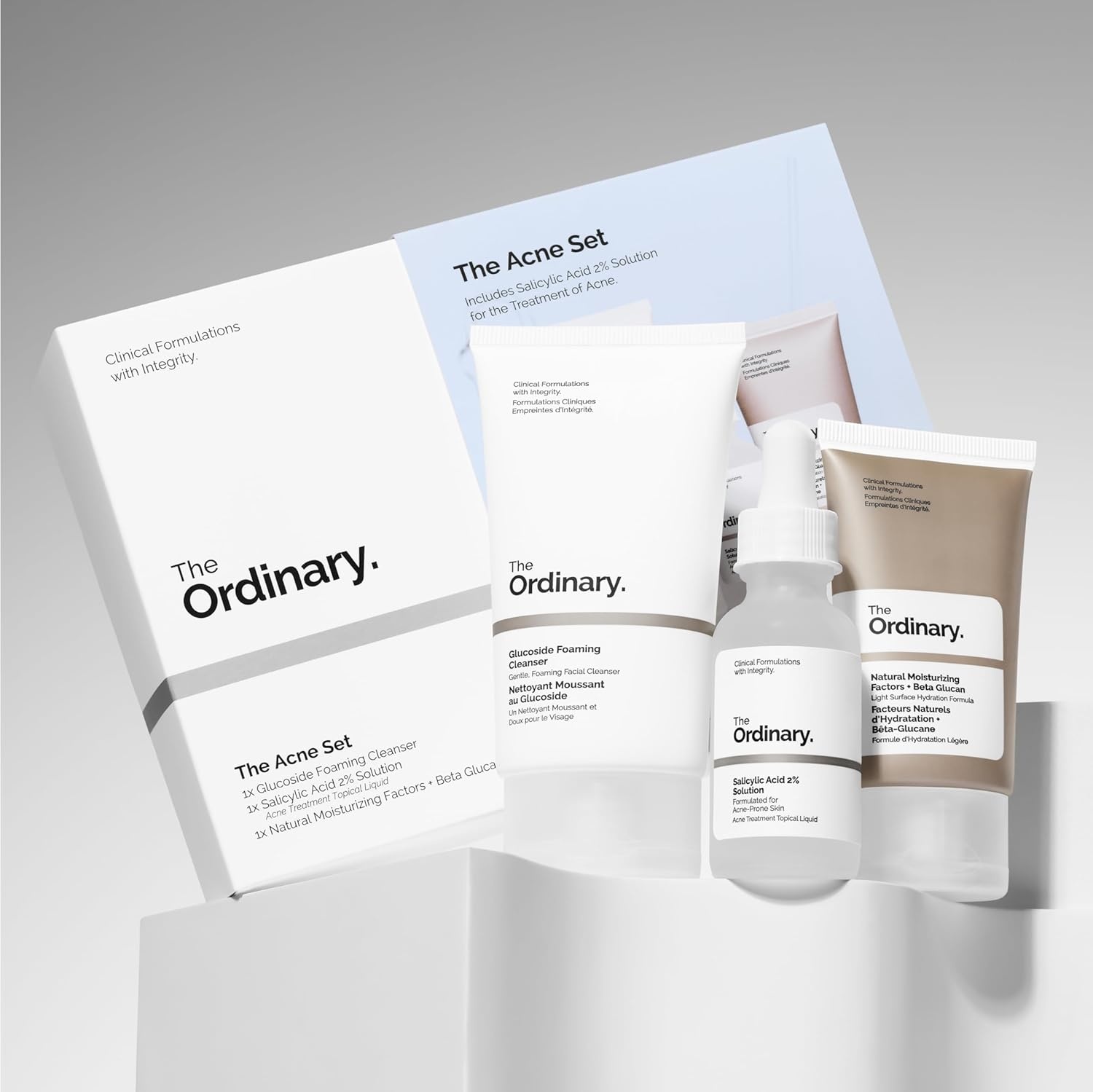 image:imageThe Ordinary The Acne Set 3Step Skin Regimen with Glucoside Foaming Cleanser Salicylic Acid 2 Solution and Natural Moisturizing Factors Beta Glucan Skin Care Set